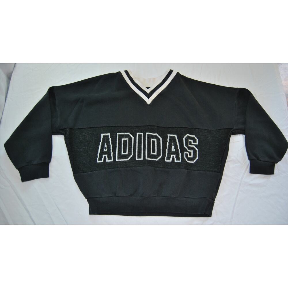 Adidas Black Spelled-Out Deadstock Sweatshirt 1990s Medium